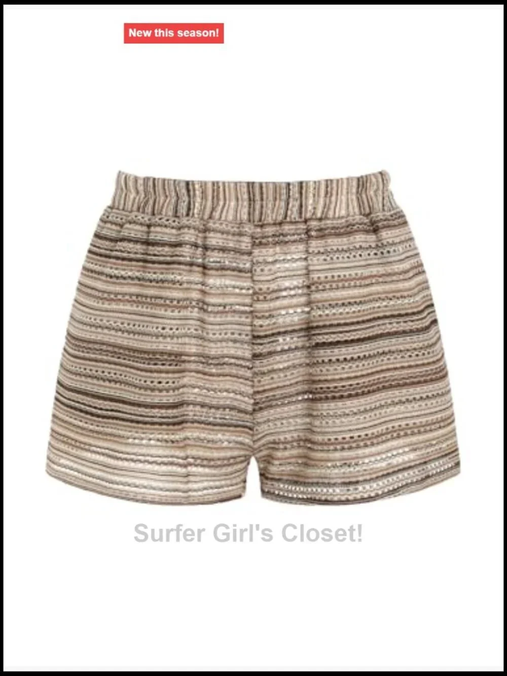 High Waisted Striped Crochet Cover Up Shorts with Pockets